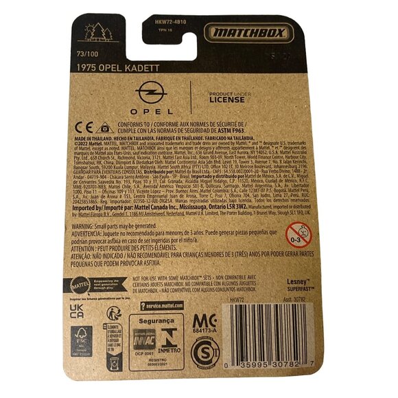 Matchbox Opel Kadett 1975 Orange 70 Years Edition Diecast Car Sealed - Picture 3 of 3